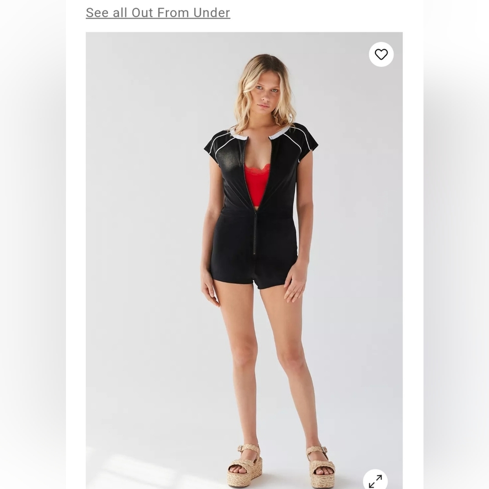 Out from Under Rockie Velour Zip front romper XS